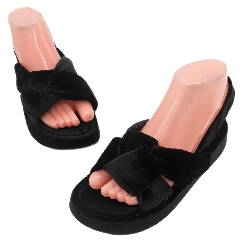 Jeffrey Campbell Sying Slingback Sandals Black Velvet Size 6 - Picture 2 of 12